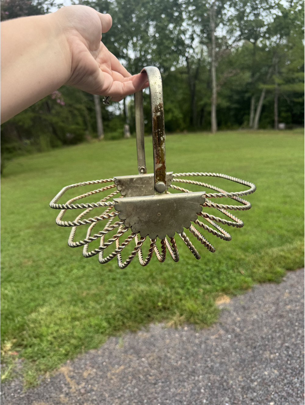 Vintage Silver Plated Twisted Wire Basket with Handle